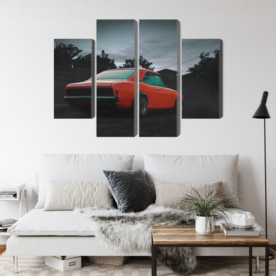 Ljuddämpande tavla - Orange retro car