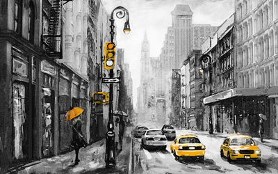 Ljuddämpande tavla - American city street view