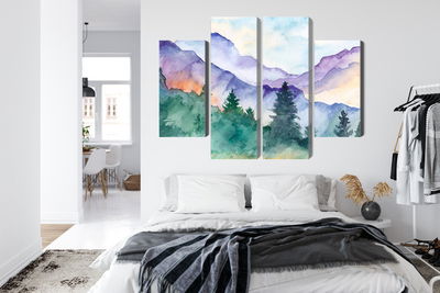 Ljuddämpande tavla - Painted mountain landscape