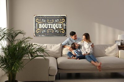 Akoestisch schilderij - Vintage style boutique plaque