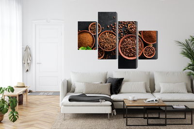 Ljuddämpande tavla - Ground coffee and beans