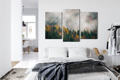 Ljuddämpande tavla - Autumn forest in fog 3d