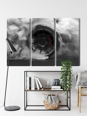Ljuddämpande tavla - Car wheel in a cloud of 3d