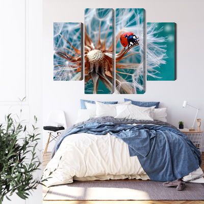 Ljuddämpande tavla - Ladybug on a dandelion