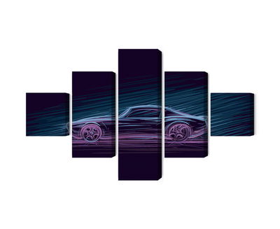 Ljuddämpande tavla - Neon muscle car