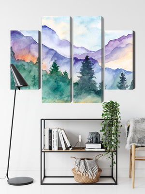 Ljuddämpande tavla - Painted mountain landscape