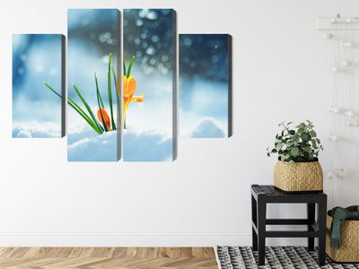 Ljuddämpande tavla - Yellow crocuses breaking