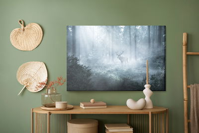 Ljuddämpande tavla - A deer in a dark forest