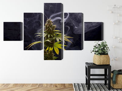 Ljuddämpande tavla - Cannabis plant on a smoky
