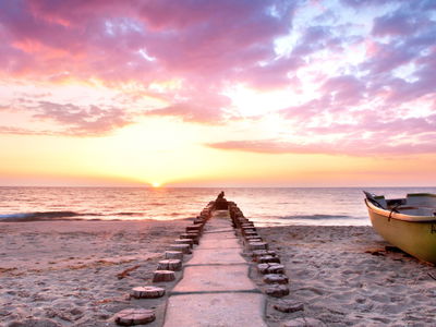 Ljuddämpande tavla - Boat on the beach 3d