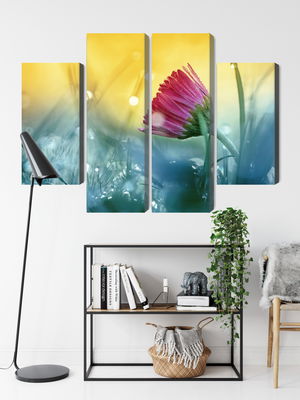 Ljuddämpande tavla - Pink flower on a 3d meadow