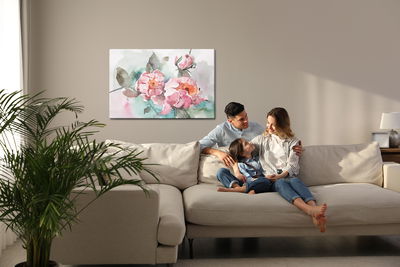 Ljuddämpande tavla - Pastel roses and leaves