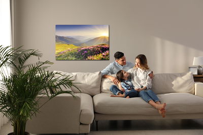 Ljuddämpande tavla - Sunset in the mountains