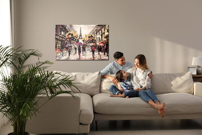 Ljuddämpande tavla - People with colorful