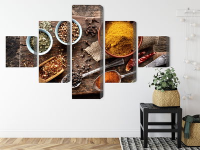 Ljuddämpande tavla - Board with various spices