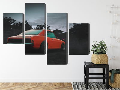 Ljuddämpande tavla - Orange retro car