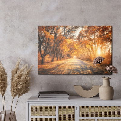 Ljuddämpande tavla - Road in the autumn 3d forest