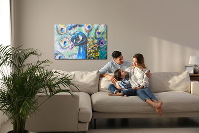 Ljuddämpande tavla - Peacock with colourful