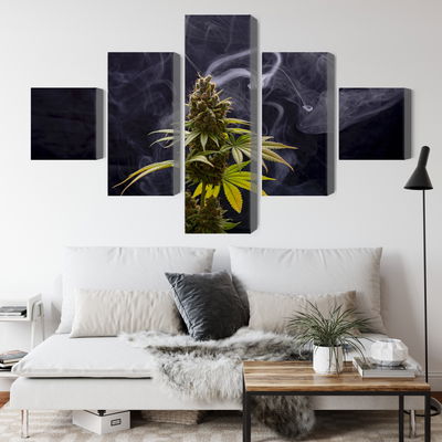 Ljuddämpande tavla - Cannabis plant on a smoky