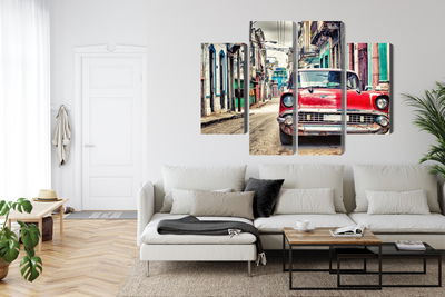 Ljuddämpande tavla - Red chevrolet car in retro