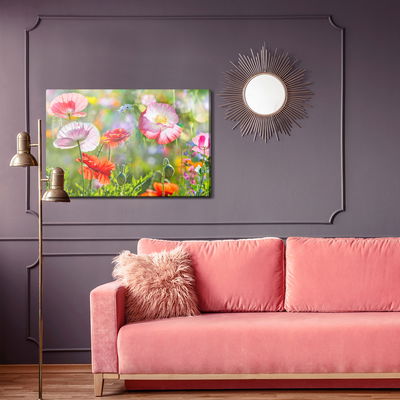Ljuddämpande tavla - Poppies on a sunny meadow