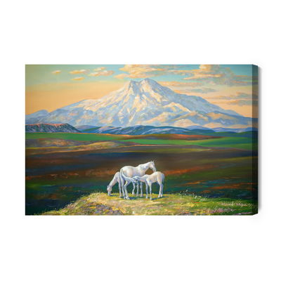 Ljuddämpande tavla - Horses on the background