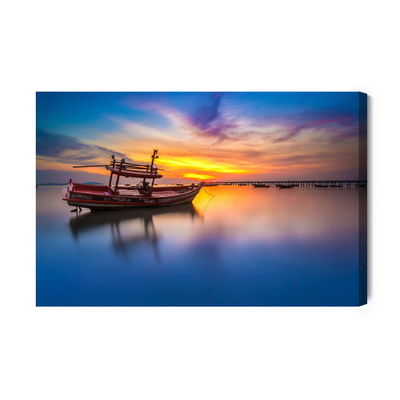 Ljuddämpande tavla - Boat at sunset