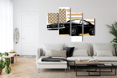 Ljuddämpande tavla - American muscle car with Usa