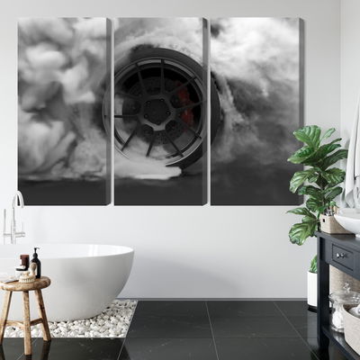 Ljuddämpande tavla - Car wheel in a cloud of 3d