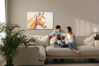 Ljuddämpande tavla - A horse painted