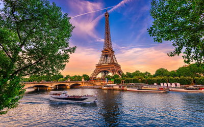 Ljuddämpande tavla - Eiffel tower and seine river
