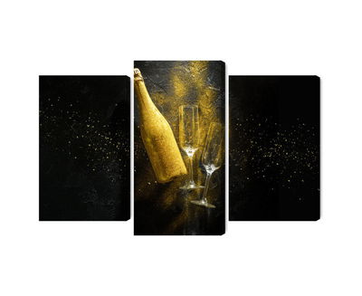 Ljuddämpande tavla - Golden bottle of champagne