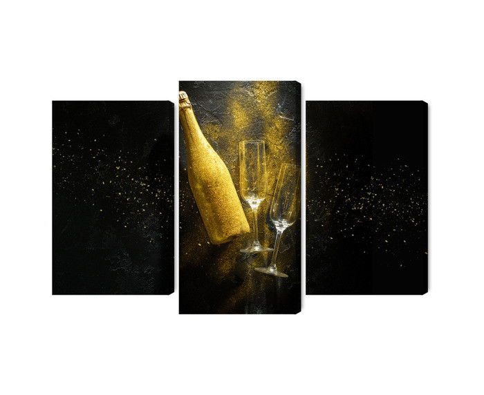 Ljuddämpande tavla - Golden bottle of champagne