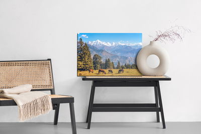 Ljuddämpande tavla - Horses and mountain landscape