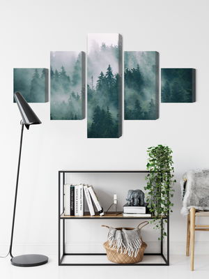 Ljuddämpande tavla - Fog in the green forest