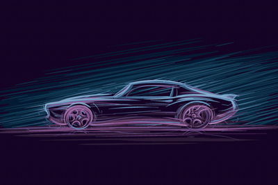 Ljuddämpande tavla - Neon muscle car