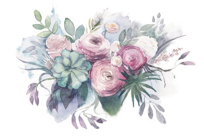 Ljuddämpande tavla - Pastel flowers painted