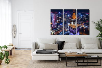 Ljuddämpande tavla - Warsaw panorama at night