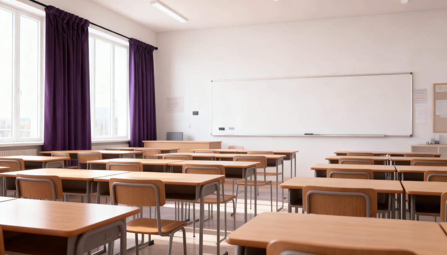 Ljudabsorbera med gardiner i skola