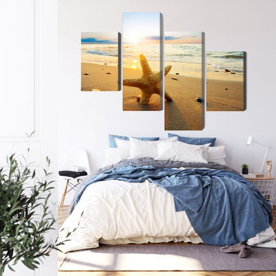 Ljuddämpande tavla - Starfish on the beach 3d