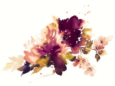 Ljuddämpande tavla - Watercolor leaves and flowers