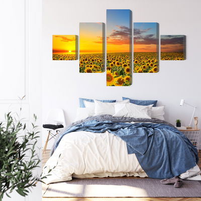 Ljuddämpande tavla - Sunset over a 3d sunflower