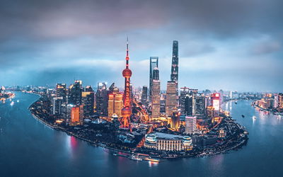 Ljuddämpande tavla - Shanghai panorama at night