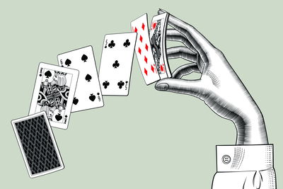 Ljuddämpande tavla - Woman's hand with a deck of