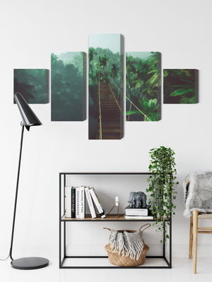 Ljuddämpande tavla - Rope bridge in the jungle 3d