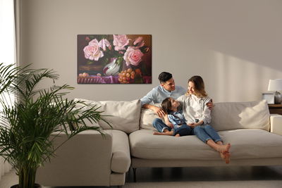 Ljuddämpande tavla - Bouquet of roses in a vase