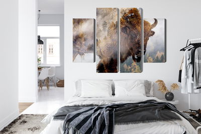 Ljuddämpande tavla - A bison on the background