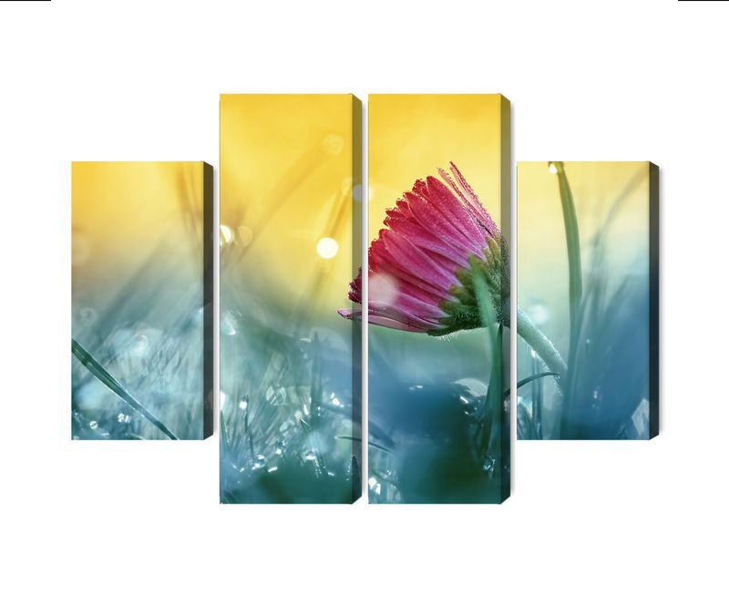 Ljuddämpande tavla - Pink flower on a 3d meadow