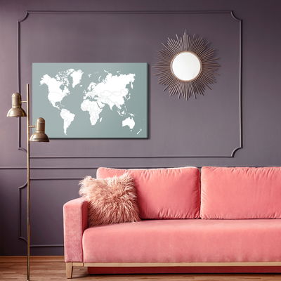 Ljuddämpande tavla - World map on a gray