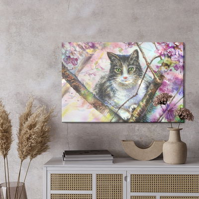 Ljuddämpande tavla - Cat in a flowering garden